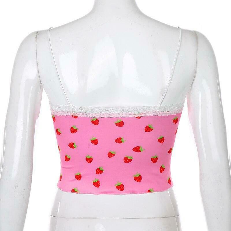 Sweet Strawberry Cami Top - Y2K Fashion with Coquette Aesthetic, Grunge Style, and Pastel Goth Vibes