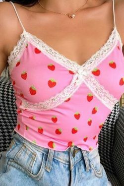 Sweet Strawberry Cami Top - Y2K Fashion with Coquette Aesthetic, Grunge Style, and Pastel Goth Vibes