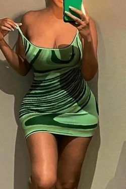 Swirly Sundae Mini Spaghetti Dress - Y2K Fashion with Coquette Aesthetic