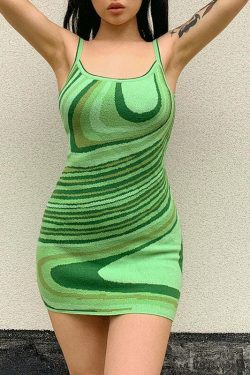 Swirly Sundae Mini Spaghetti Dress - Y2K Fashion with Coquette Aesthetic