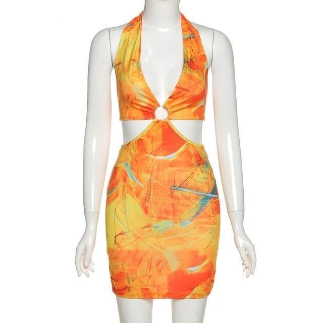 Tangerine Cut Out Mini Dress: Y2K Fashion Statement with Coquette Aesthetic & Grunge Style Tangerine Cut Out Mini Dress: Y2K Fashion Statement with Coquette Aesthetic & Grunge Style