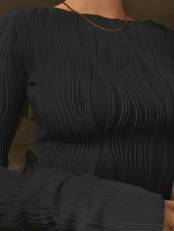 Textured Stripe Long Sleeve Tee - Y2K Fashion Aesthetic Top for Women - Coquette Style Grunge Outfit