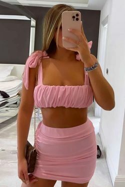 Tropical Tango Coquette Aesthetic Twinset - Y2K Fashion Outfit with Grunge Style & Pastel Goth Vibes