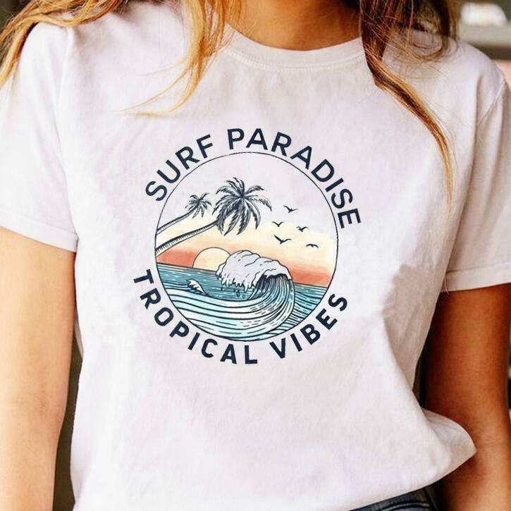 Tropical Vibes Y2K Fashion Tee for Women - Surf Paradise Aesthetic Shirt Tropical Vibes Y2K Fashion Tee for Women - Surf Paradise Aesthetic Shirt