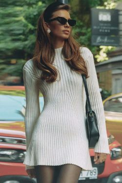 Urban Muse Ribbed Chic Ensemble - Y2K Fashion Statement with Coquette & Grunge Aesthetic