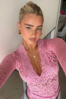 Valerian V-Neck Lace Top - Y2K Fashion Coquette Aesthetic Grunge Style Cute Tops Pastel Goth