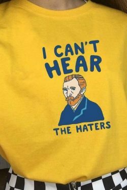 Van Gogh I Can't Hear T-Shirt - Y2K Aesthetic Tee for Women with Coquette Style and Grunge Vibes
