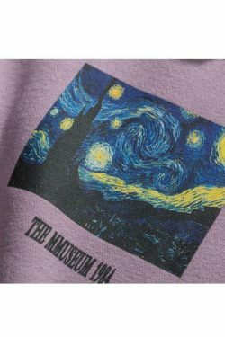Van Gogh Starry Night Hoodie - Y2K Aesthetic Artwork on Cozy Women's Fashion