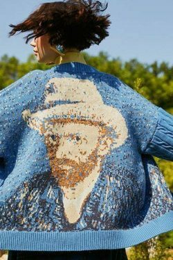 Van Gogh Vintage Cardigan: Y2K Aesthetic Knit Sweater for Women - Coquette Style Grunge Fashion