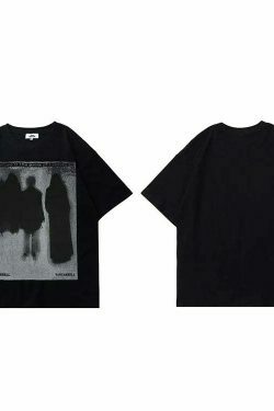 VANCARHELL Gothic Shadow T-Shirt - Y2K Aesthetic Grunge Style Coquette Fashion for Women