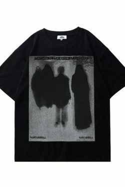 VANCARHELL Gothic Shadow T-Shirt - Y2K Aesthetic Grunge Style Coquette Fashion for Women