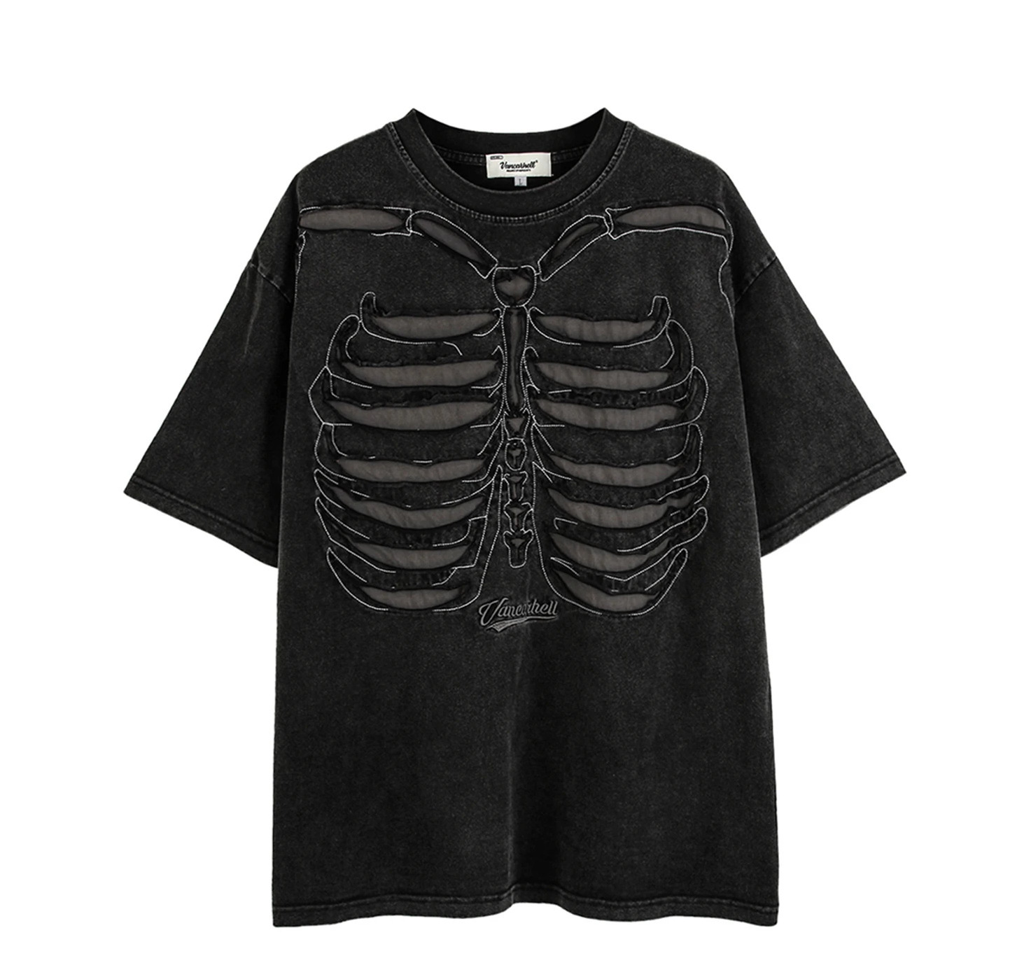 VANCARHELL Skeleton Ribcage T-Shirt - Y2K Aesthetic Grunge Coquette Fashion VANCARHELL Skeleton Ribcage T-Shirt - Y2K Aesthetic Grunge Coquette Fashion