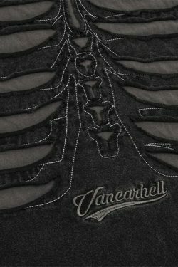 VANCARHELL Skeleton Ribcage T-Shirt - Y2K Aesthetic Grunge Coquette Fashion