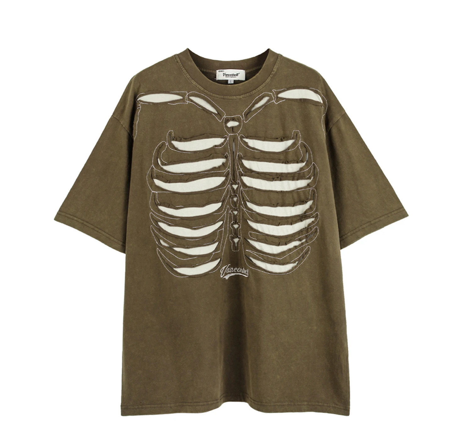 VANCARHELL Skeleton Ribcage T-Shirt - Y2K Aesthetic Grunge Coquette Fashion VANCARHELL Skeleton Ribcage T-Shirt - Y2K Aesthetic Grunge Coquette Fashion