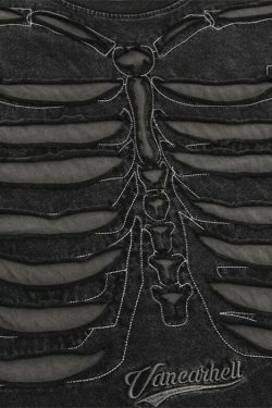 VANCARHELL Skeleton Ribcage T-Shirt - Y2K Aesthetic Grunge Coquette Fashion