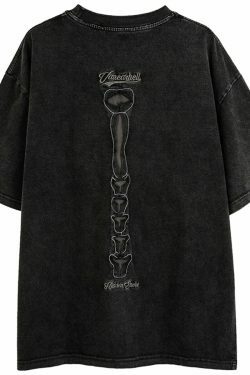 VANCARHELL Skeleton Ribcage T-Shirt - Y2K Aesthetic Grunge Coquette Fashion