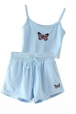 Velvet Crop Top and Shorts Set - Y2K Fashion Coquette Aesthetic Grunge Style - Cute Outfit for Women