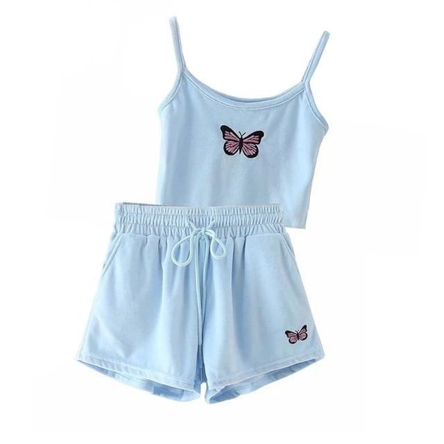 Velvet Crop Top and Shorts Set - Y2K Fashion Coquette Aesthetic Grunge Style - Cute Outfit for Women