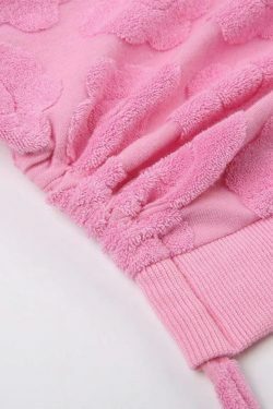 Velvet Floral Print Backless Lacing Crop Top - Y2K Aesthetic Long Sleeve Shirt for Women