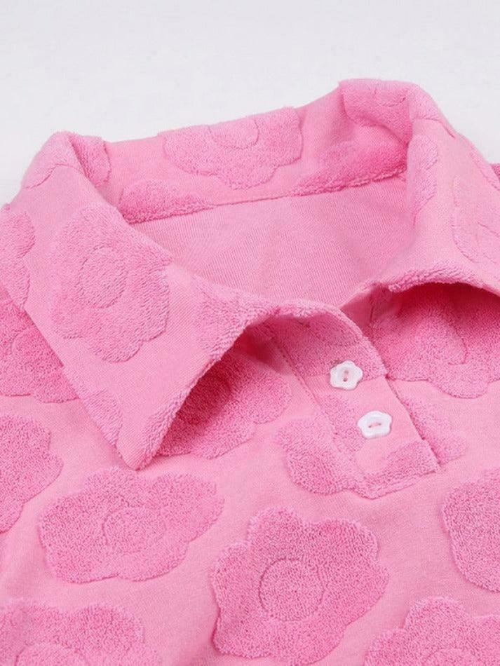 Velvet Floral Print Backless Lacing Crop Top - Y2K Aesthetic Long Sleeve Shirt for Women