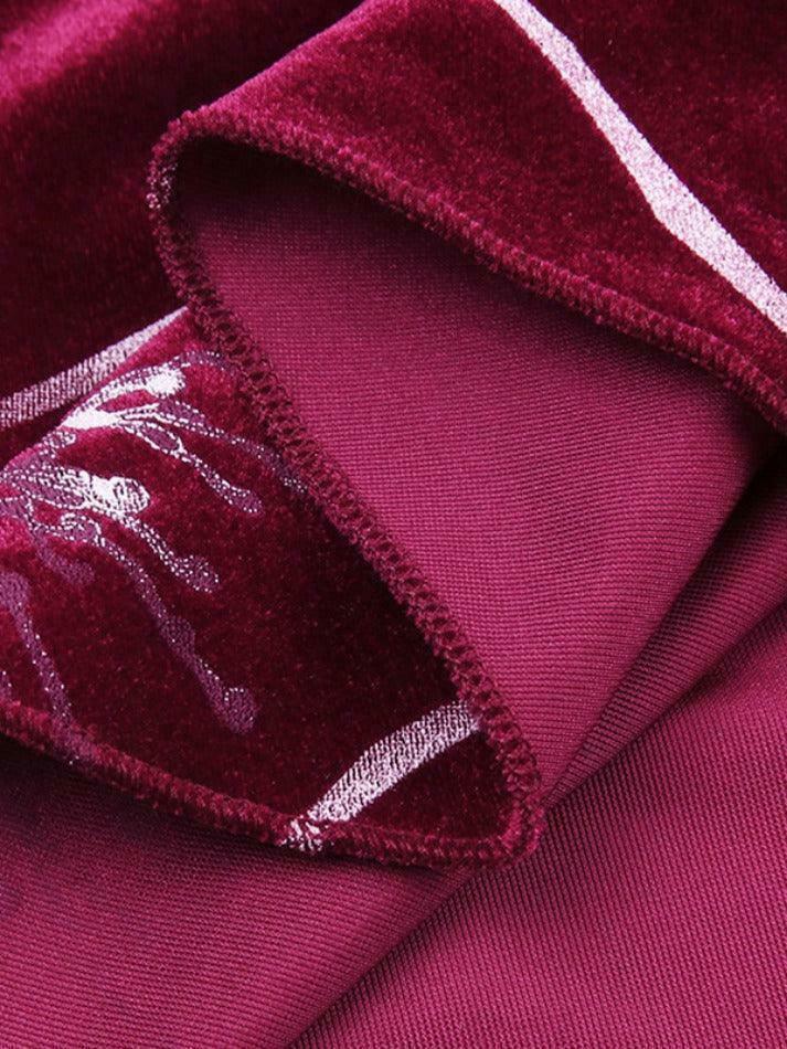 Velvet Print Asymmetric Slit Hem Cami Top - Y2K Aesthetic Fashion - Coquette Grunge Outfit