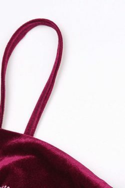 Velvet Print Asymmetric Slit Hem Cami Top - Y2K Aesthetic Fashion - Coquette Grunge Outfit