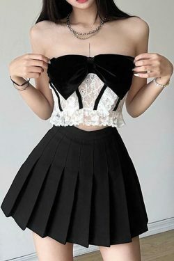 Velvet Ribbon Lace Corset Tank Top - Y2K Fashion Aesthetic for Women - Coquette Style Grunge Outfit