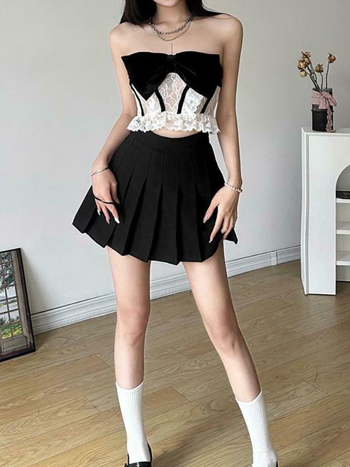 Velvet Ribbon Lace Corset Tank Top - Y2K Fashion Aesthetic for Women - Coquette Style Grunge Outfit