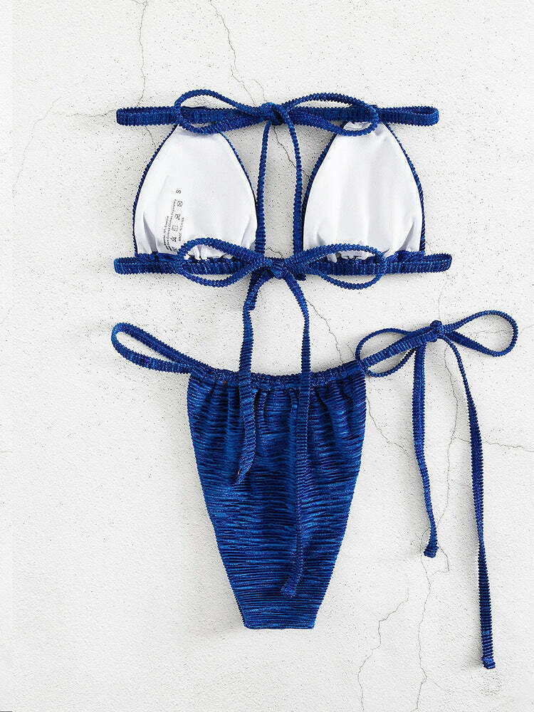 Velvet Solid Color Bikini: Y2K Fashion - Coquette Aesthetic, Grunge Style, Cute Tops, Pastel Goth