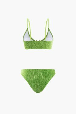 Velvet Textured U-ring Bikini & Sarong 3pc Set - Y2K Co