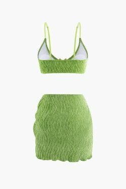 Velvet Textured U-ring Bikini & Sarong 3pc Set - Y2K Co