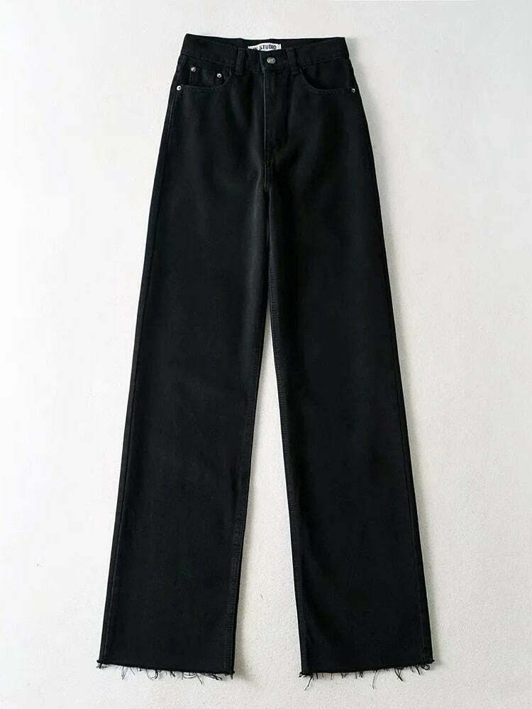 Vintage-Inspired 'Take Me As I Am' Straight Leg Baggy Jeans for Women - Y2K Fashion Statement