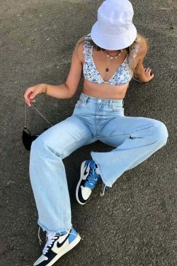 Vintage-Inspired 'Take Me As I Am' Straight Leg Baggy Jeans for Women - Y2K Fashion Statement