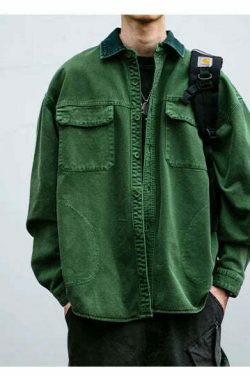 Vintage-Inspired Cargo Overshirt - Y2K Fashion with Coquette Aesthetic