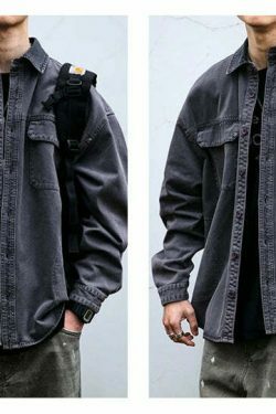 Vintage-Inspired Cargo Overshirt - Y2K Fashion with Coquette Aesthetic