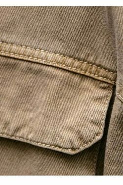 Vintage-Inspired Cargo Overshirt - Y2K Fashion with Coquette Aesthetic