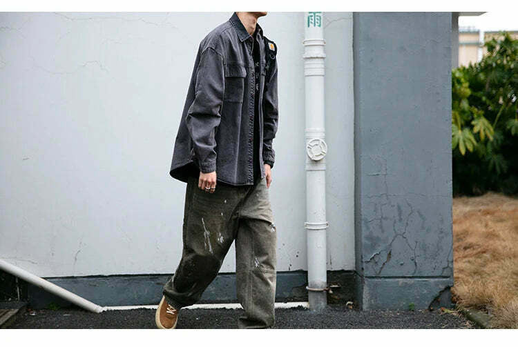 Vintage-Inspired Cargo Overshirt - Y2K Fashion with Coquette Aesthetic