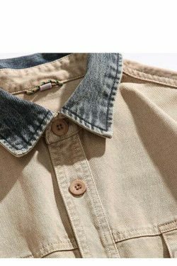 Vintage-Inspired Cargo Overshirt - Y2K Fashion with Coquette Aesthetic