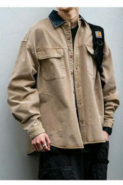 Vintage-Inspired Cargo Overshirt - Y2K Fashion with Coquette Aesthetic