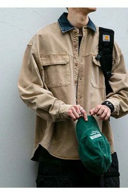 Vintage-Inspired Cargo Overshirt - Y2K Fashion with Coquette Aesthetic