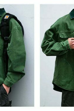 Vintage-Inspired Cargo Overshirt - Y2K Fashion with Coquette Aesthetic