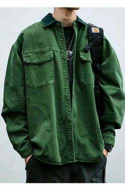 Vintage-Inspired Cargo Overshirt - Y2K Fashion with Coquette Aesthetic