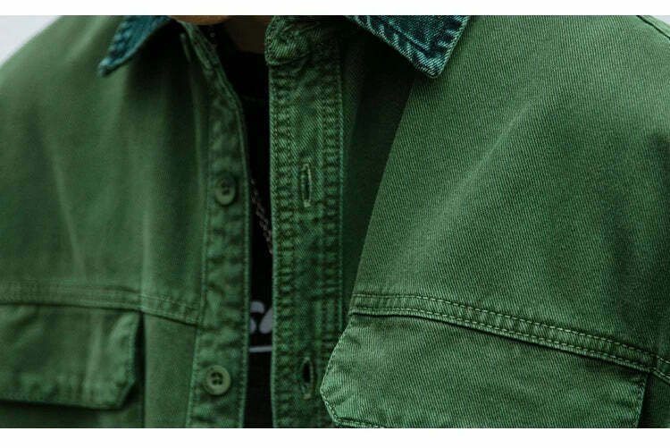 Vintage-Inspired Cargo Overshirt - Y2K Fashion with Coquette Aesthetic