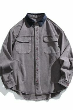 Vintage-Inspired Cargo Overshirt - Y2K Fashion with Coquette Aesthetic