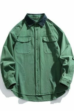 Vintage-Inspired Cargo Overshirt - Y2K Fashion with Coquette Aesthetic
