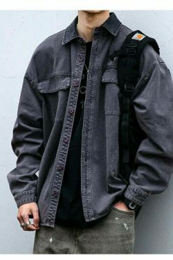 Vintage-Inspired Cargo Overshirt - Y2K Fashion with Coquette Aesthetic