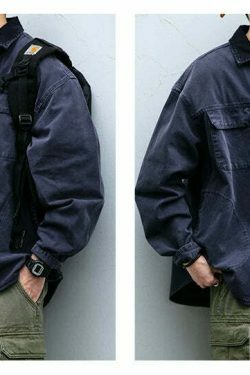 Vintage-Inspired Cargo Overshirt - Y2K Fashion with Coquette Aesthetic