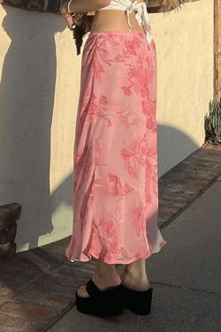 Vintage-Inspired Chiffon Floral Midi Skirt - Y2K Fashion Coquette & Gr