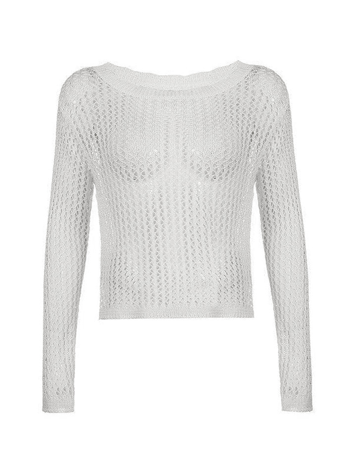 Vintage-Inspired Crochet Knit Top - Y2K Fashion Aesthetic with Coquette & Grunge Vibes