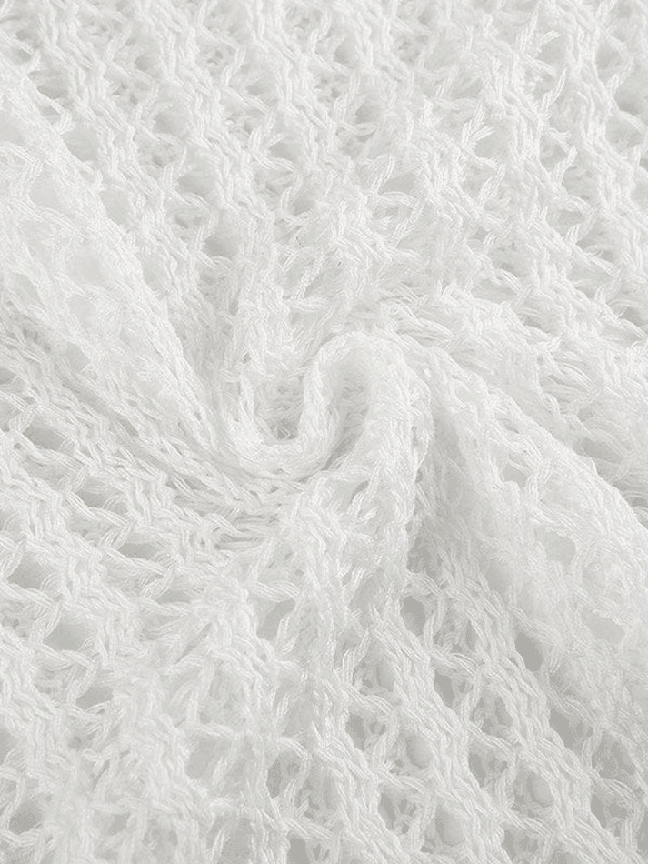 Vintage-Inspired Crochet Knit Top - Y2K Fashion Aesthetic with Coquette & Grunge Vibes